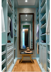 Параллельная гардеробная комната с большим зеркалом Электросталь