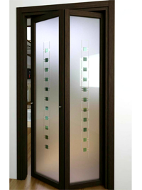 Складные двери гармошка с матовым стеклом Электросталь